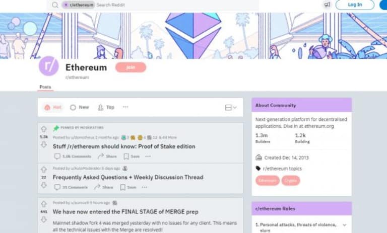 انجمن کریپتویی ساب ردیت اتریوم